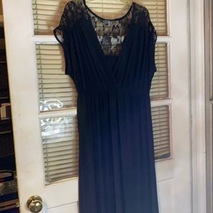 Pime Black Lace Polyester Size 14 Long Black Dress